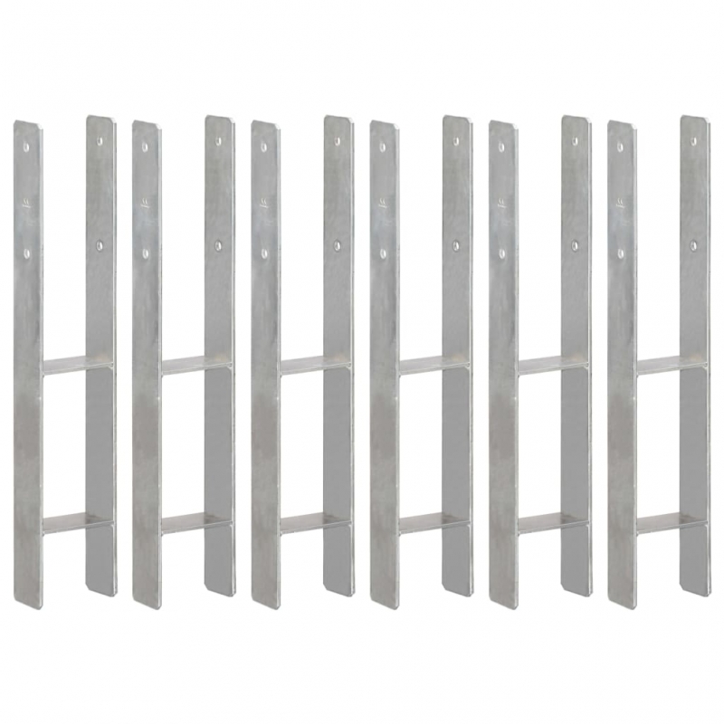 Pfostenträger 6 Stk. Silbern 10×6×60 cm Verzinkter Stahl