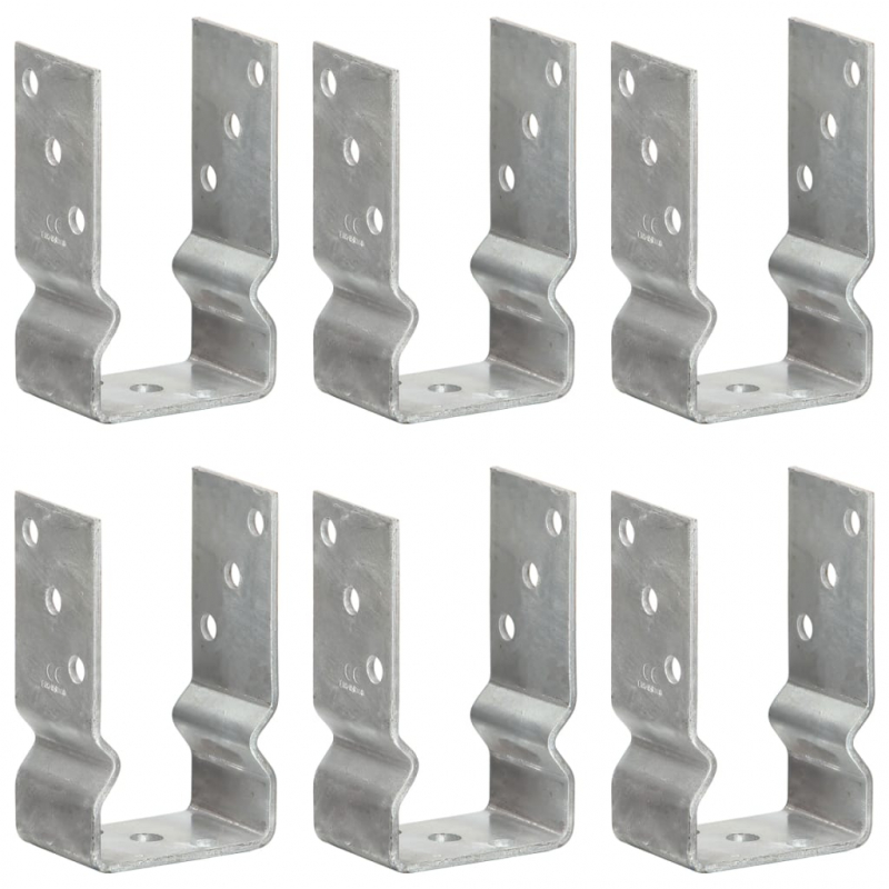 Pfostenträger 6 Stk. Silbern 8×6×15 cm Verzinkter Stahl