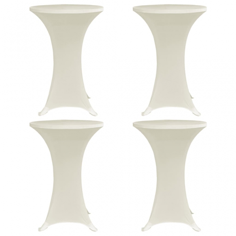 Stehtischhussen 4 Stk. Ø 60 cm Creme Stretch