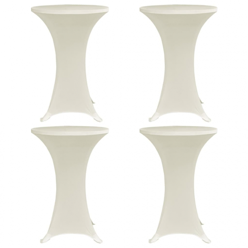 Stehtischhussen 4 Stk. Ø 80 cm Creme Stretch