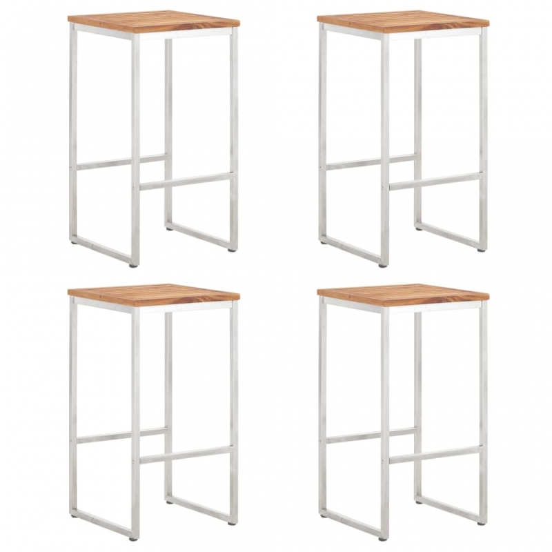 Barhocker 4 Stk. Massivholz Akazie und Edelstahl