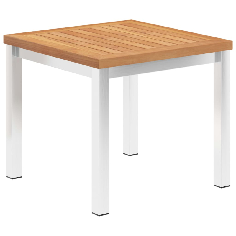 Garten-Beistelltisch 45 x 45 x 38 cm Teak Massivholz Edelstahl
