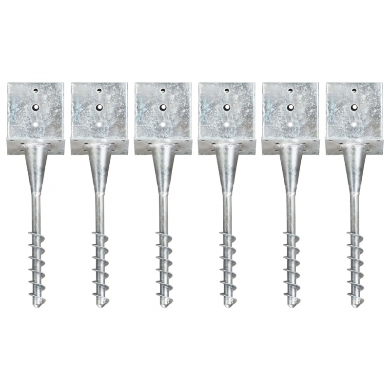 Erdspieße 6 Stk. Silbern 14×14×58 cm Verzinkter Stahl