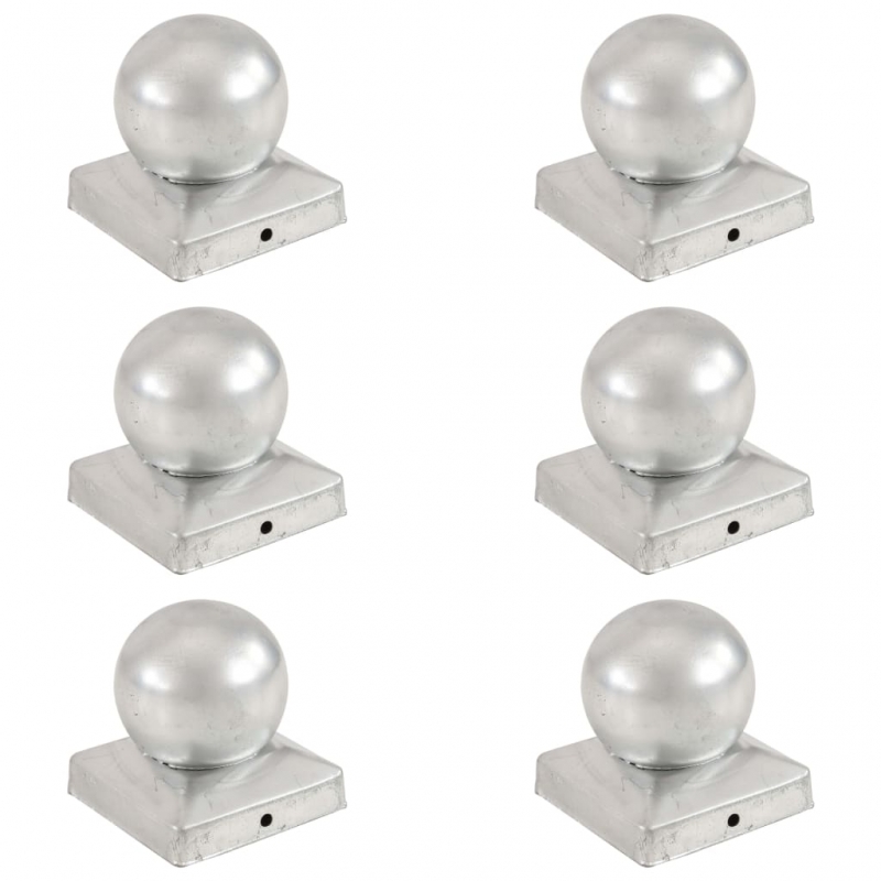 Pfostenkappen 6 Stk. Kugelform Verzinktes Metall 91 x 91 mm
