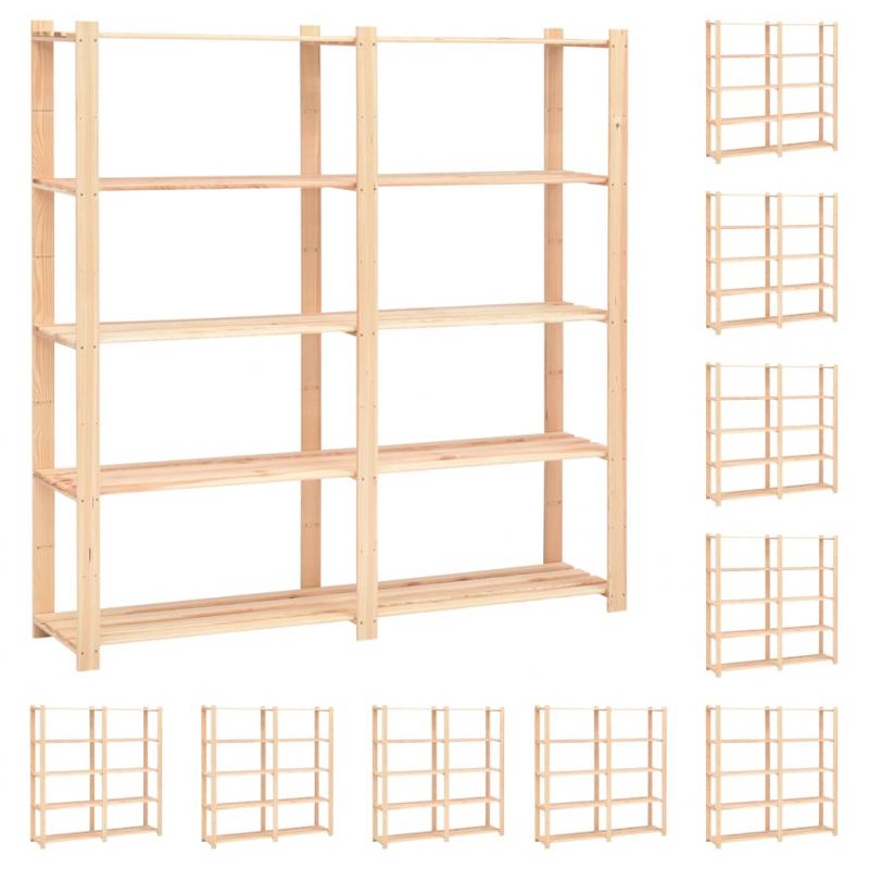 Lagerregale 5 Böden 10 Stk 170x38x170cm Massivholz Kiefer 500kg