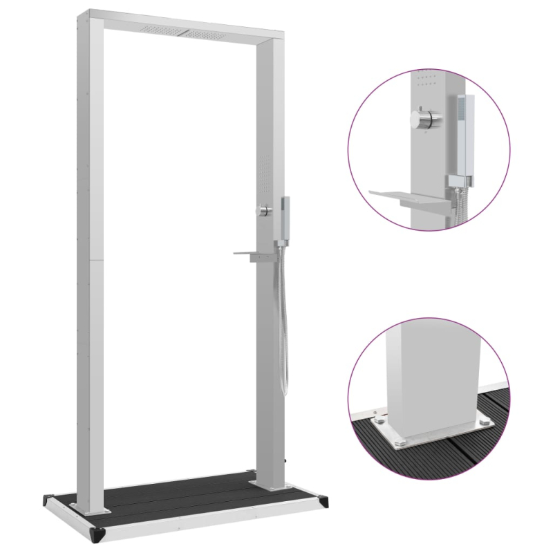 Gartendusche mit Bodeneplatte WPC Edelstahl