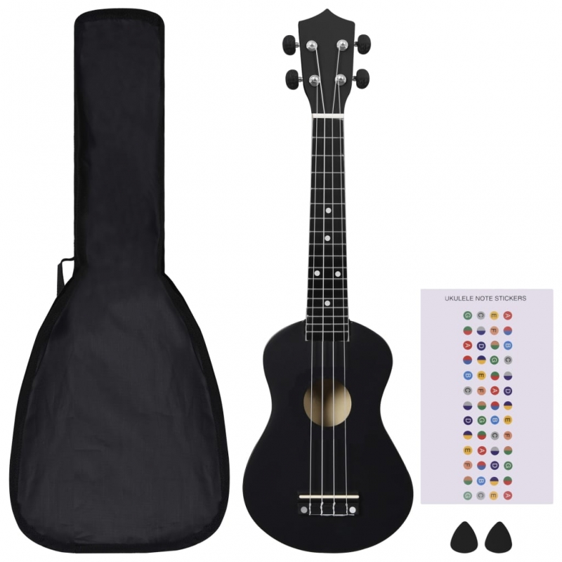 Sopran-Ukulele-Set mit Tasche für Kinder Schwarz 23
