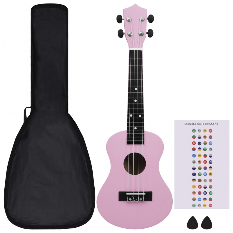 Sopran-Ukulele-Set mit Tasche für Kinder Rosa 23
