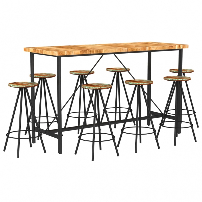 9-tlg. Bar-Set Massivholz Akazie und Altholz