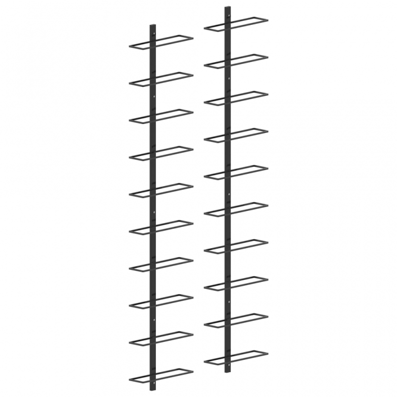 Wand-Weinregale für 20 Flaschen 2 Stk. Schwarz Metall