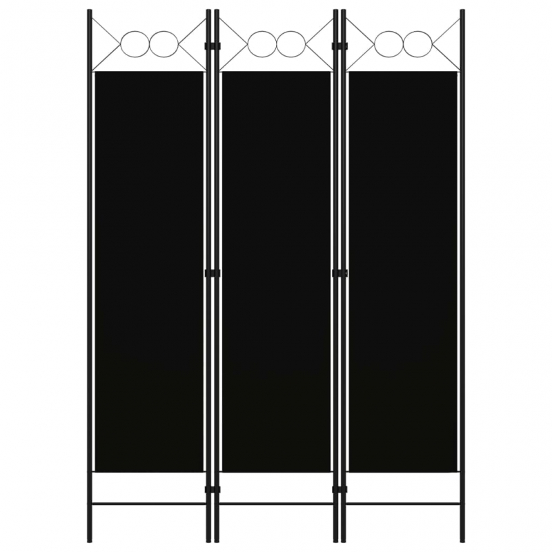 3-tlg. Raumteiler Schwarz 120 x 180 cm