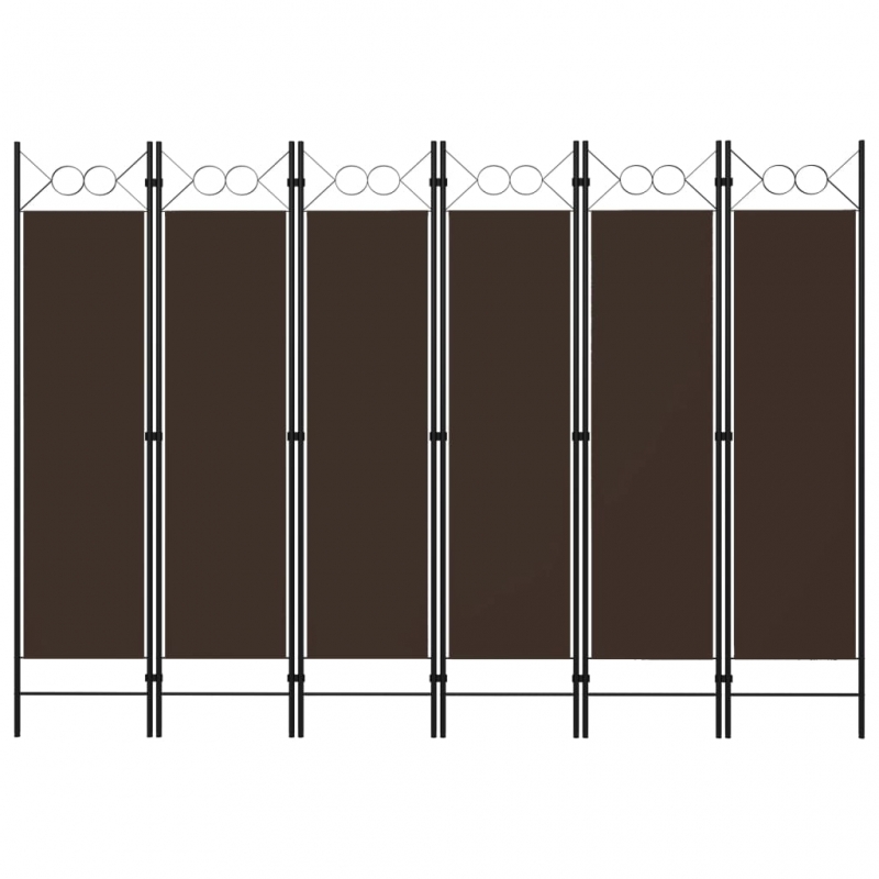 6-tlg. Raumteiler Braun 240 x 180 cm