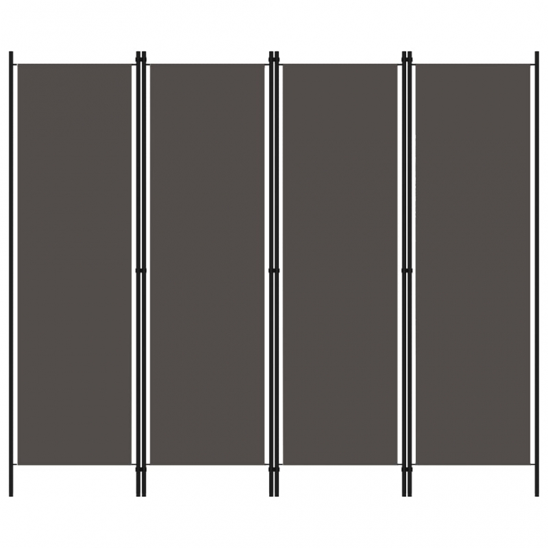 4-tlg. Raumteiler Anthrazit 200x180 cm
