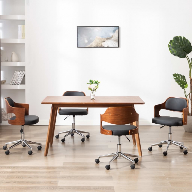 Esszimmerstühle 4 Stk. Drehbar Bugholz und Kunstleder