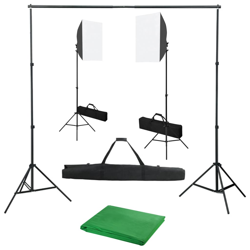 Fotostudio-Set mit Softboxen und Hintergrundsystem