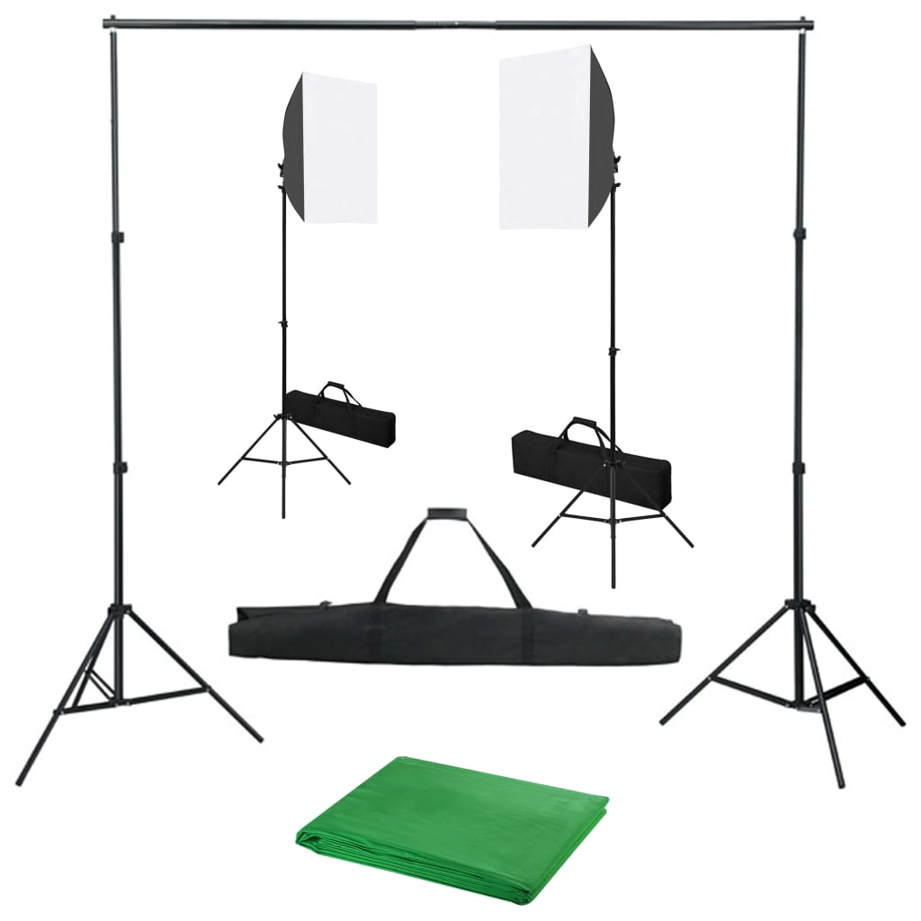 Fotostudio-Set mit Softboxen und Hintergrundsystem
