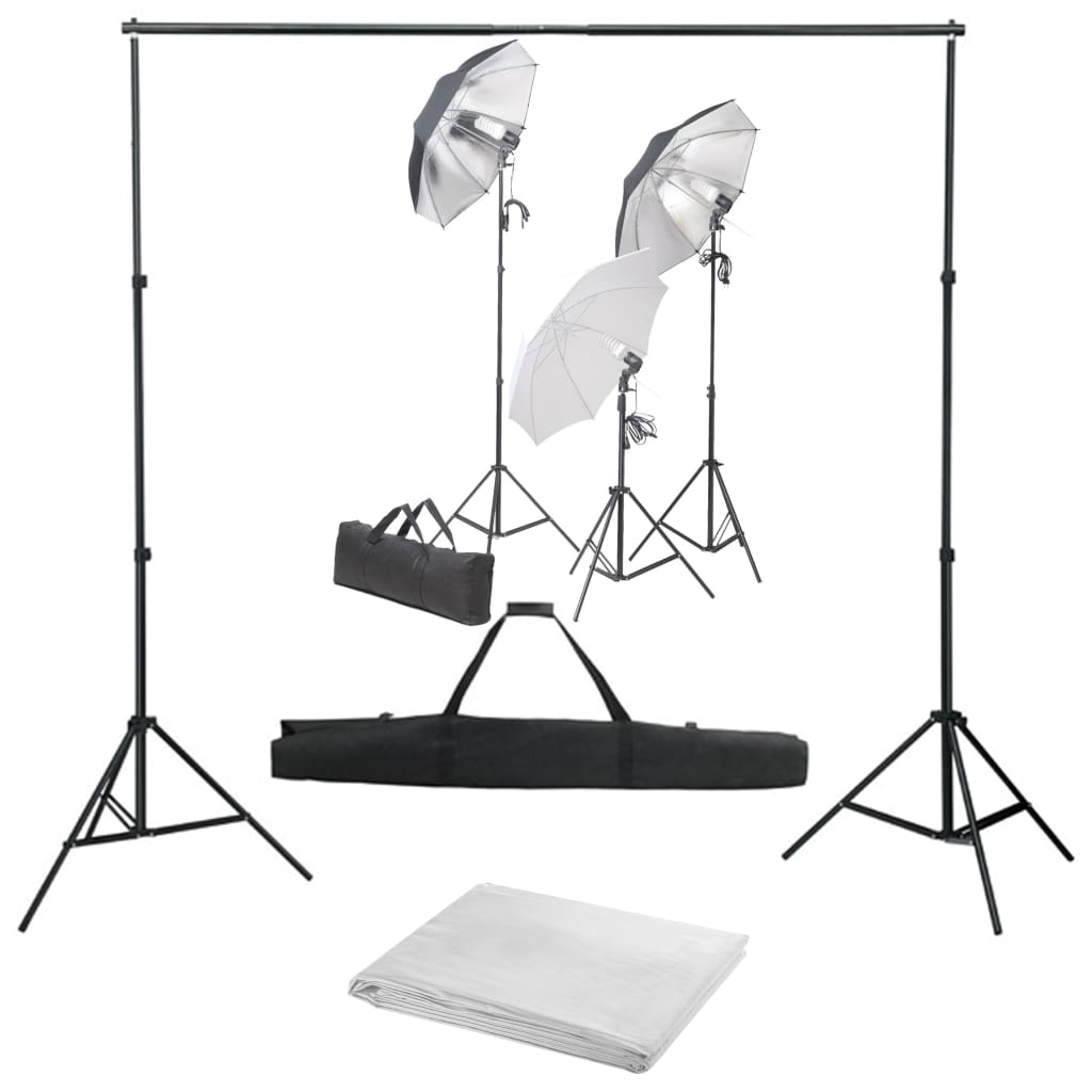 Fotostudio-Set mit Lampen-Set und Hintergrund