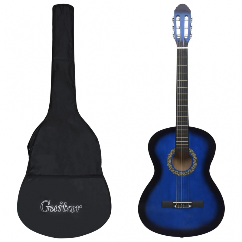 Klassikgitarre für Anfänger mit Tasche Blau 4/4 39