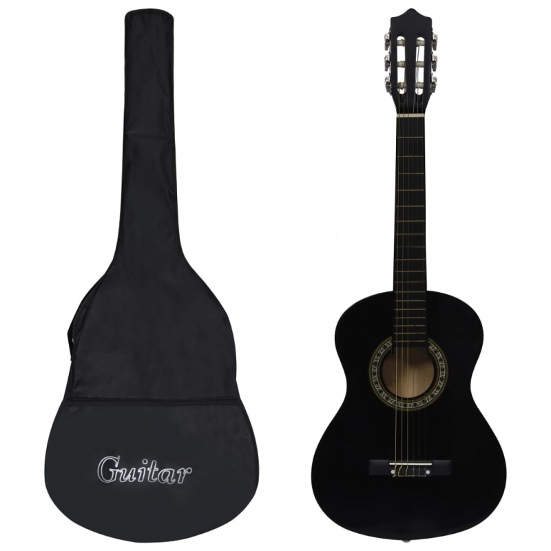 Klassikgitarre für Anfänger Kinder mit Tasche Schwarz 1/2 34