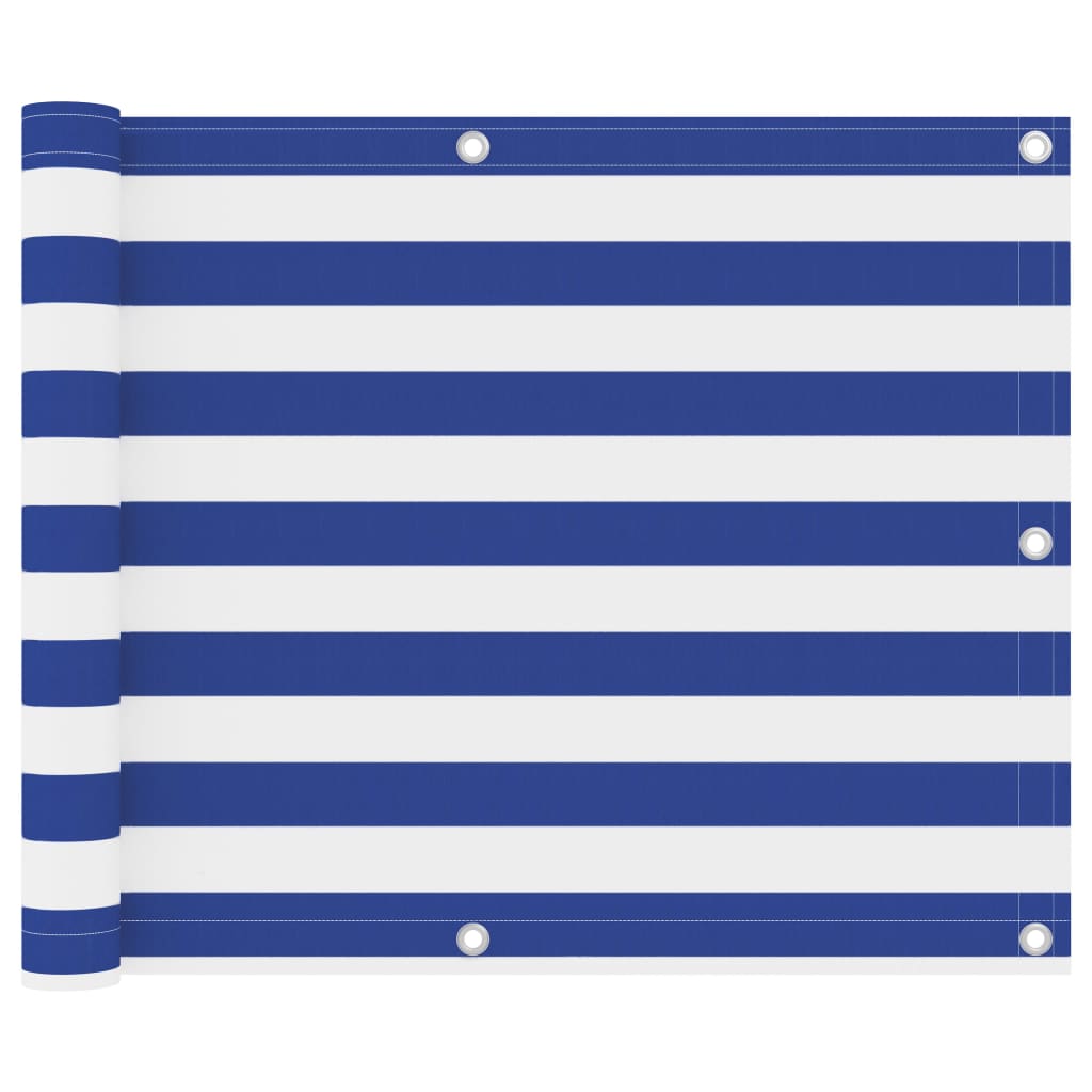 Balkon-Sichtschutz Weiß und Blau 75x400 cm Oxford-Gewebe