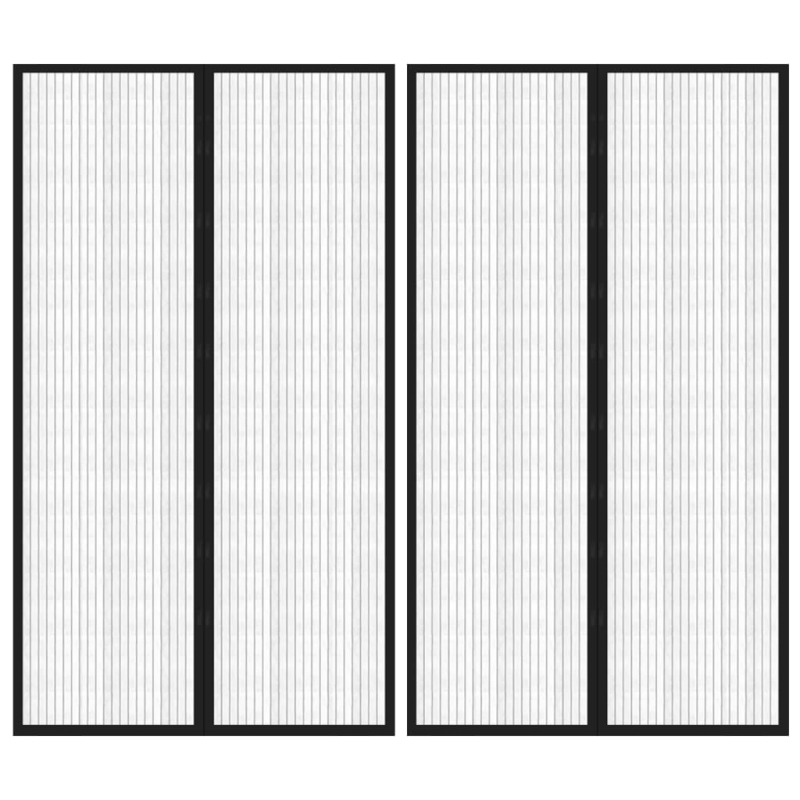 Fliegengitter-Türvorhänge 2 Stk. Magnet Schwarz 200x80 cm