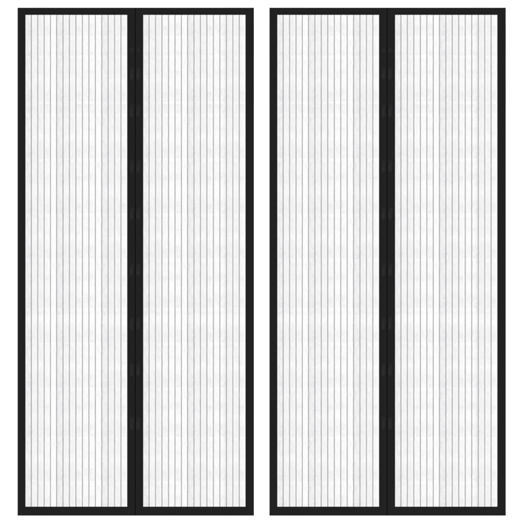 Fliegengitter-Türvorhänge 2 Stk. Magnet Schwarz 210x90 cm
