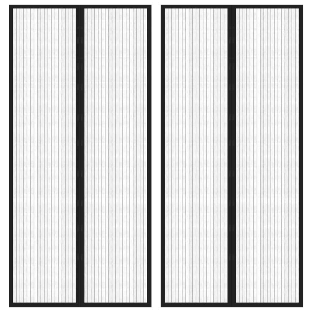 Fliegengitter-Türvorhänge 2 Stk. Magnet Schwarz 220x110 cm