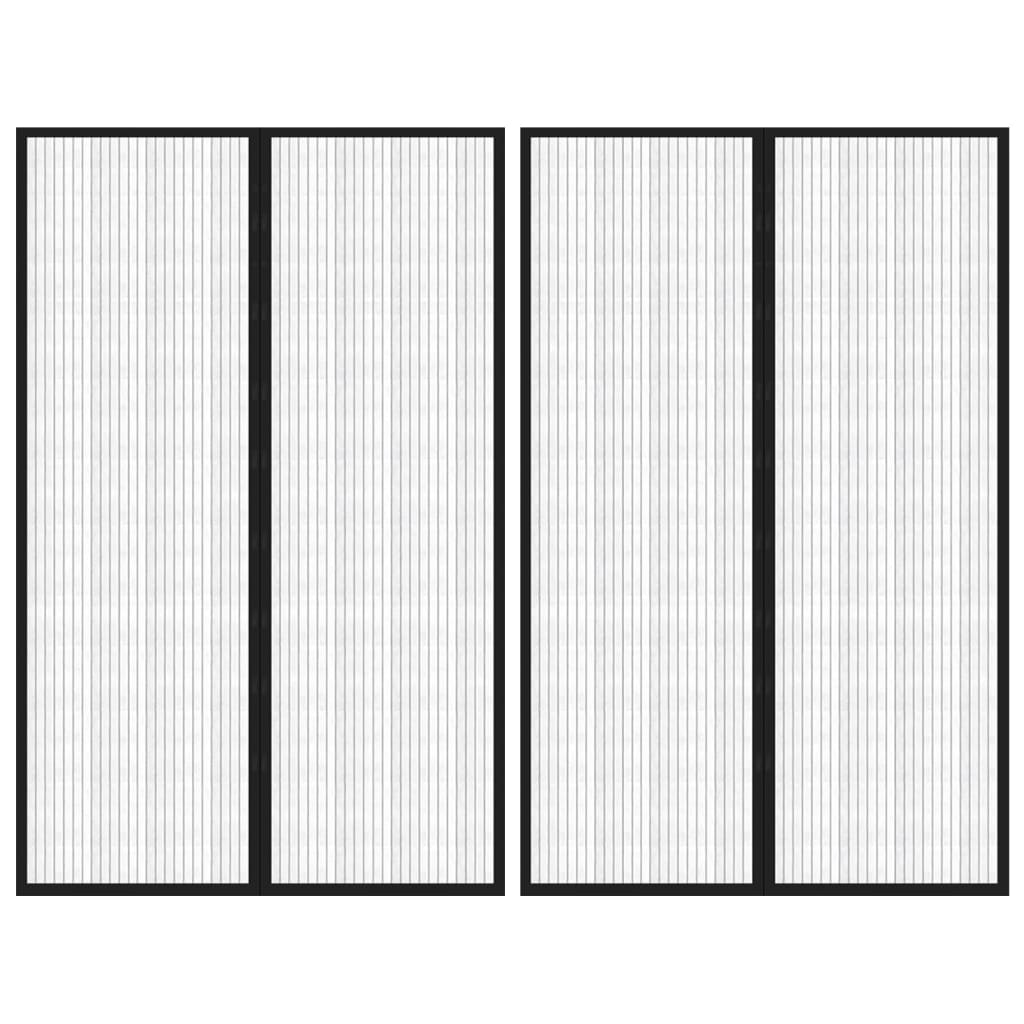 Fliegengitter-Türvorhänge 2 Stk. Magnet Schwarz 220x130 cm
