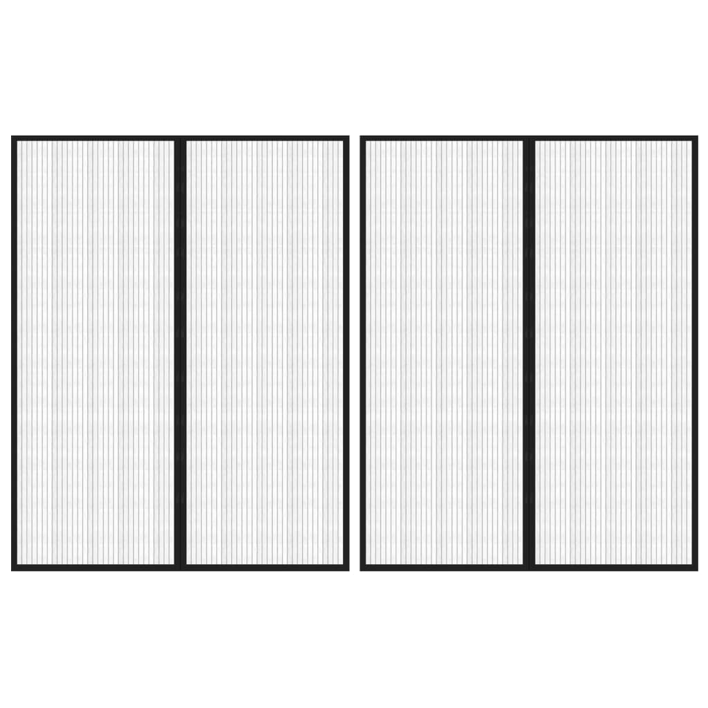 Fliegengitter-Türvorhänge 2 Stk. Magnet Schwarz 230x160 cm
