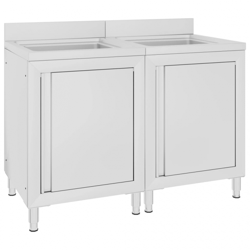 Gastro-Spülenunterschränke 2 Stk. Edelstahl