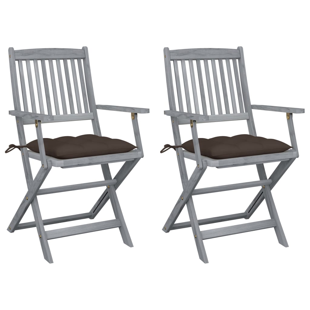 Klappbare Gartenstühle 2 Stk. mit Kissen Massivholz Akazie