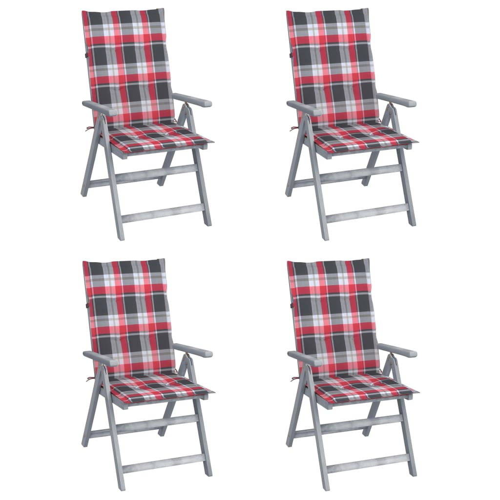 Hochlehner Verstellbar 4 Stk. mit Auflagen Massivholz Akazie