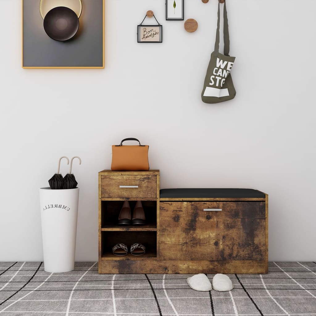 Schuhbank Räuchereiche 94,5x31x57 cm Holzwerkstoff