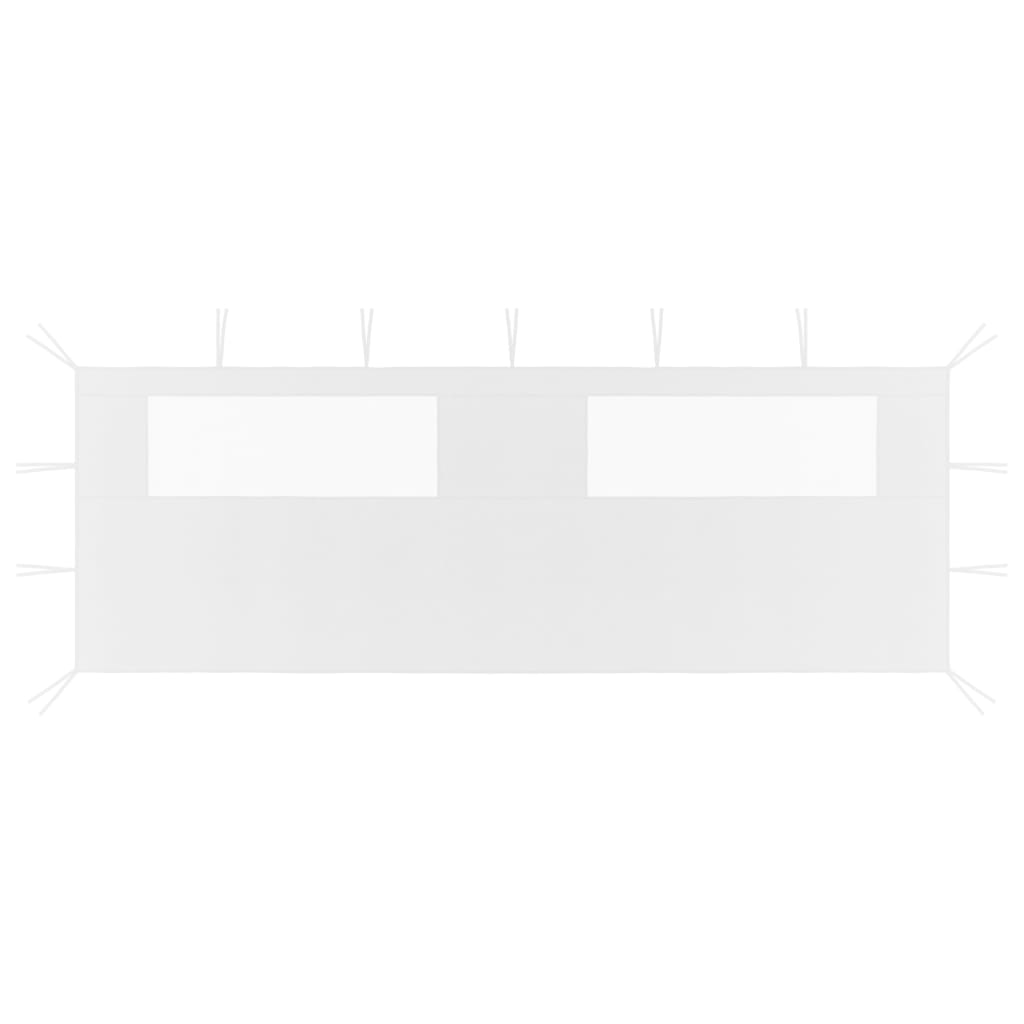 Pavillon-Seitenwand mit Fenstern 6x2 m Weiß