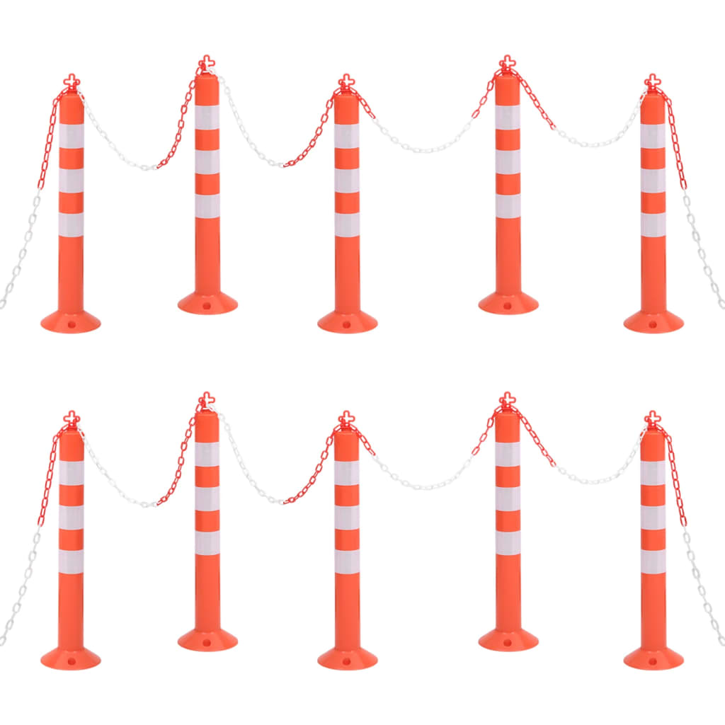 Absperrpfosten 10 Stk. mit Kette 75 cm PE