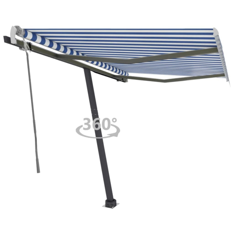 Standmarkise Manuell Einziehbar 350x250 cm Blau/Weiß