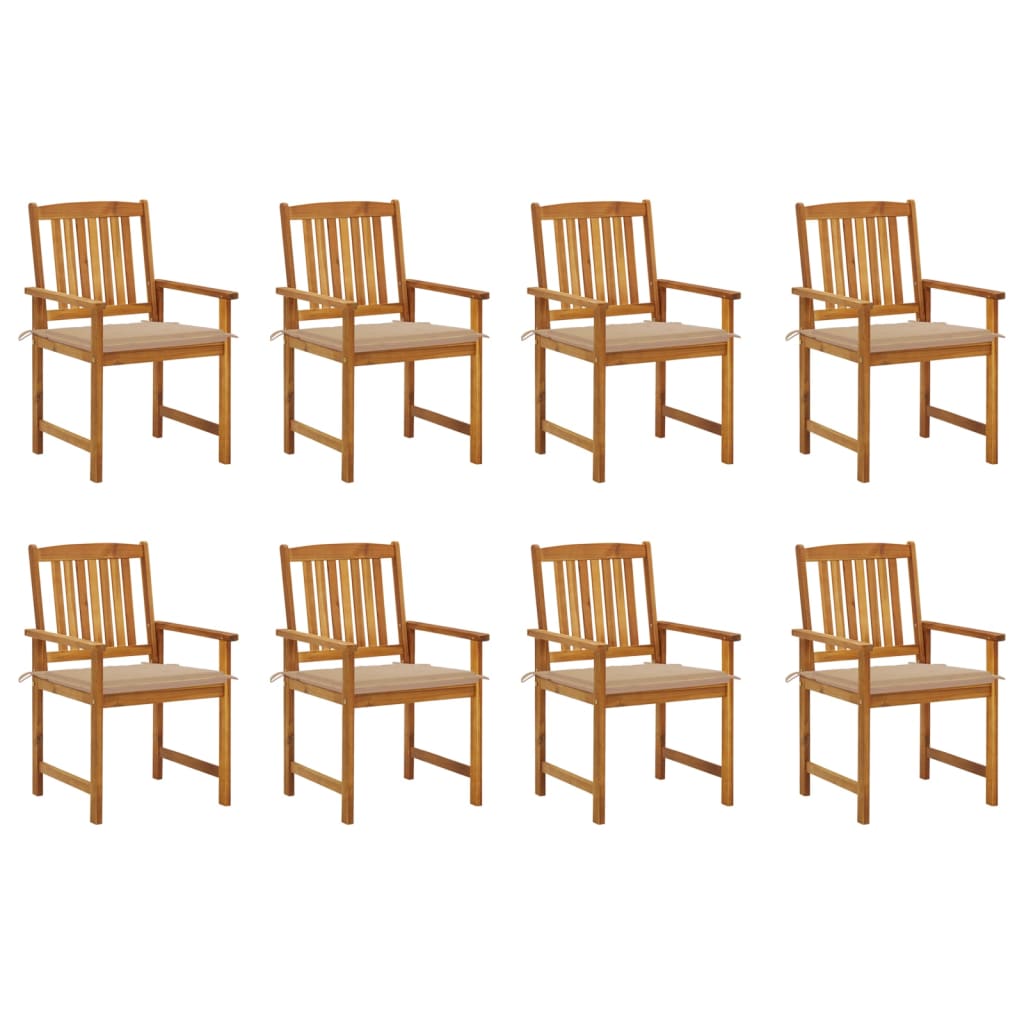 Gartenstühle mit Kissen 8 Stk. Massivholz Akazie