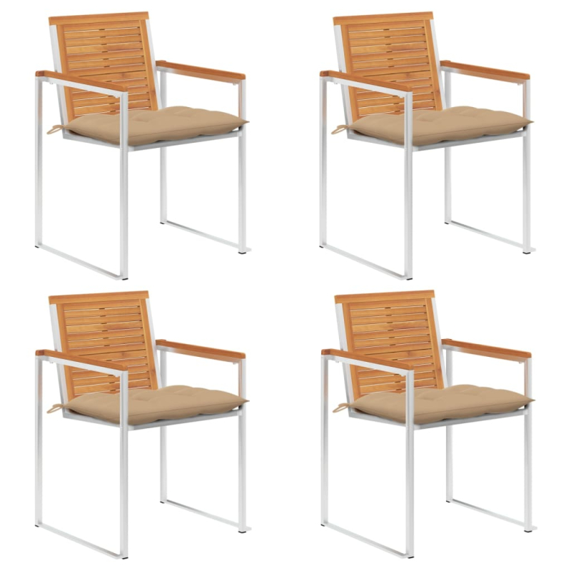 Gartenstühle 4 Stk. mit Kissen Massivholz Akazie