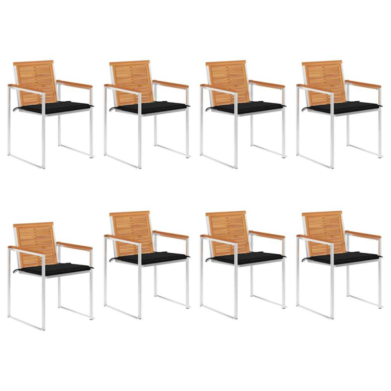 Gartenstühle 8 Stk. mit Kissen Massivholz Akazie