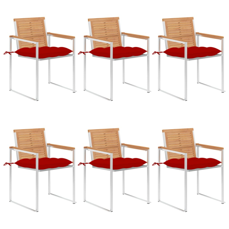Gartenstühle 6 Stk. mit Kissen Massivholz Teak