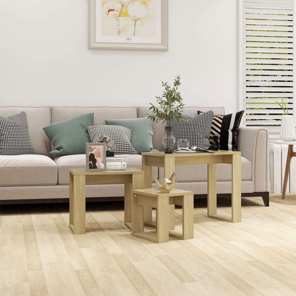 Satztische 3-tlg. Sonoma-Eiche Holzwerkstoff