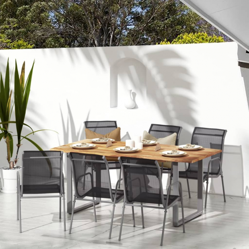 Gartenstühle 6 Stk. Stahl und Textilene Schwarz