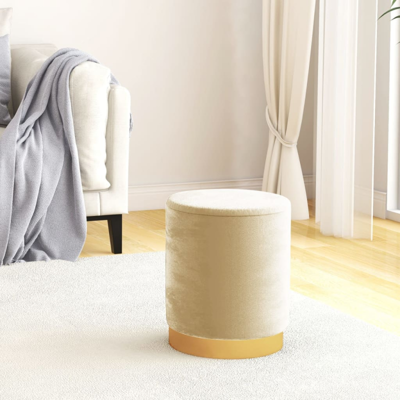 Runder Aufbewahrungshocker Aprikose Samt