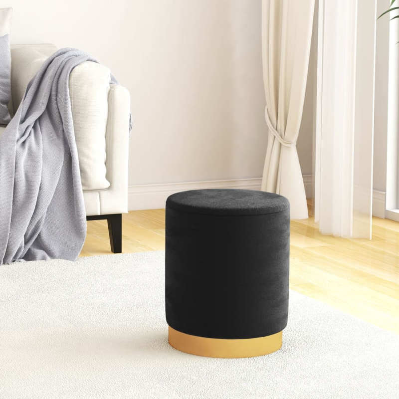 Runder Aufbewahrungshocker Schwarz Samt