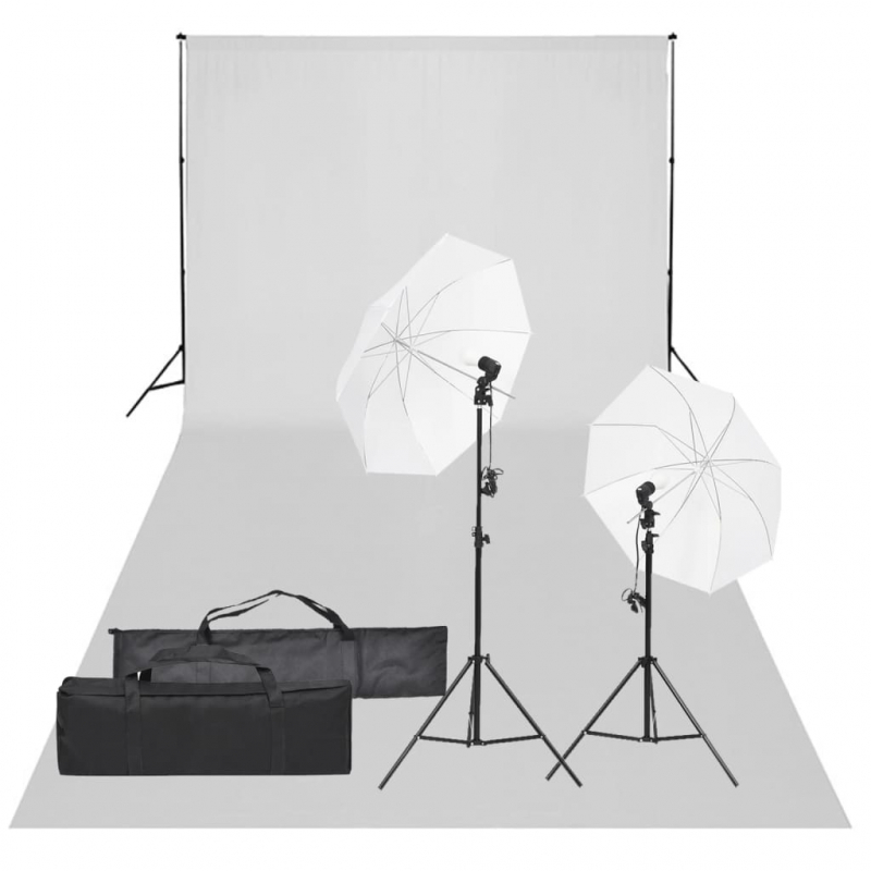 Fotostudio-Set mit Beleuchtung und Hintergrund