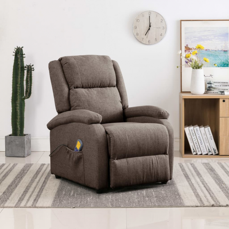 Ohrensessel mit Massagefunktion Taupe Stoff