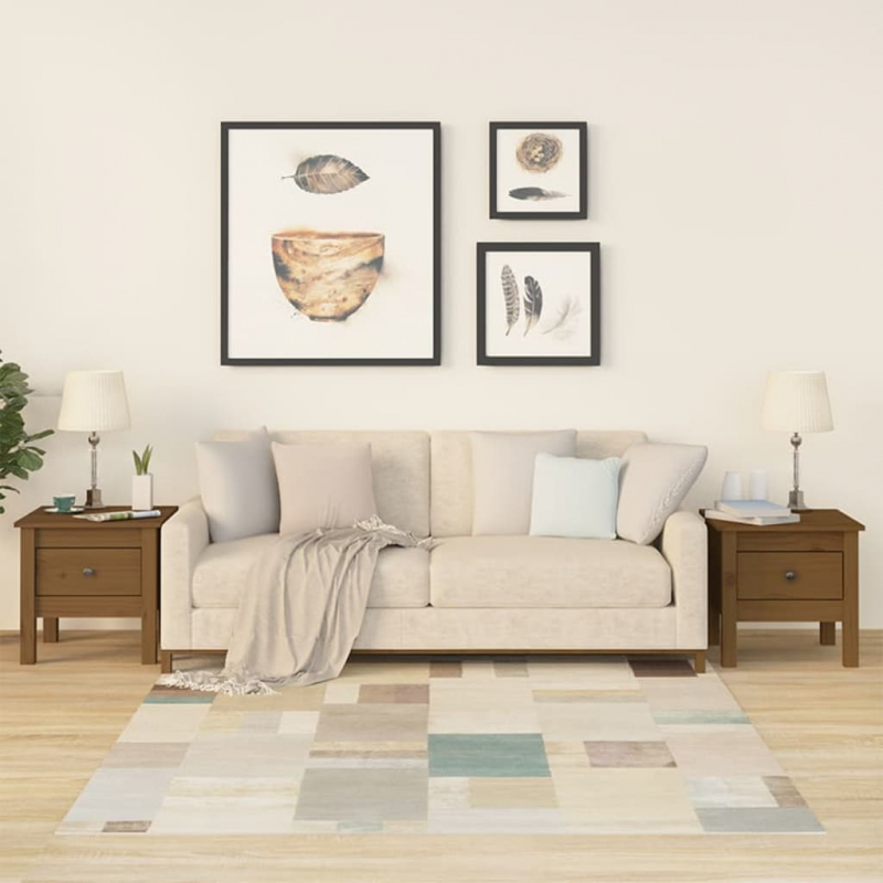 Beistelltische 2 Stk. Honigbraun 40x40x39 cm Massivholz Kiefer