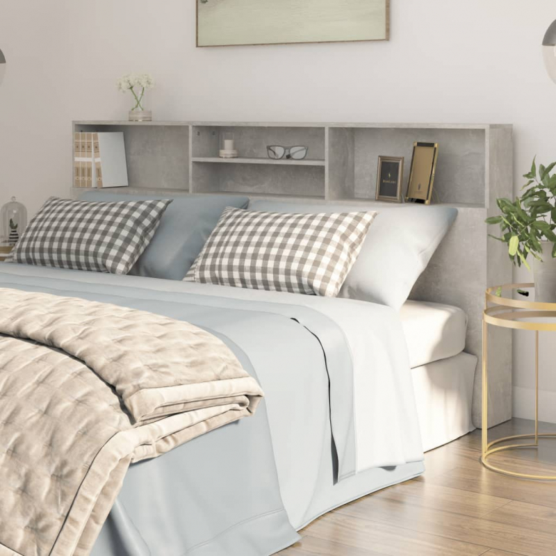 Kopfteil mit Ablagen Betongrau 200x19x103,5 cm