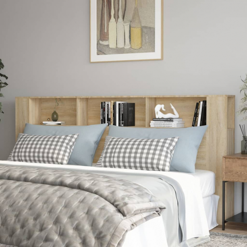 Kopfteil mit Ablagen Sonoma-Eiche 220x18,5x104,5 cm