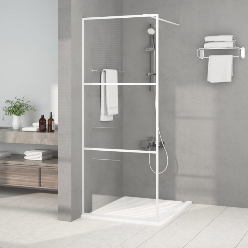 Duschwand für Begehbare Dusche Weiß 80x195 cm ESG-Klarglas